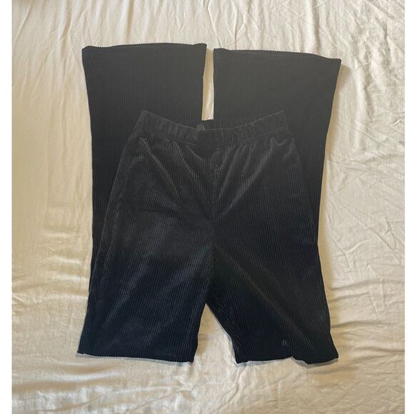 H&M Women Ribbed Pull On Size Small High Rise Flared Velour Pants Loungewear - Picture 5 of 7